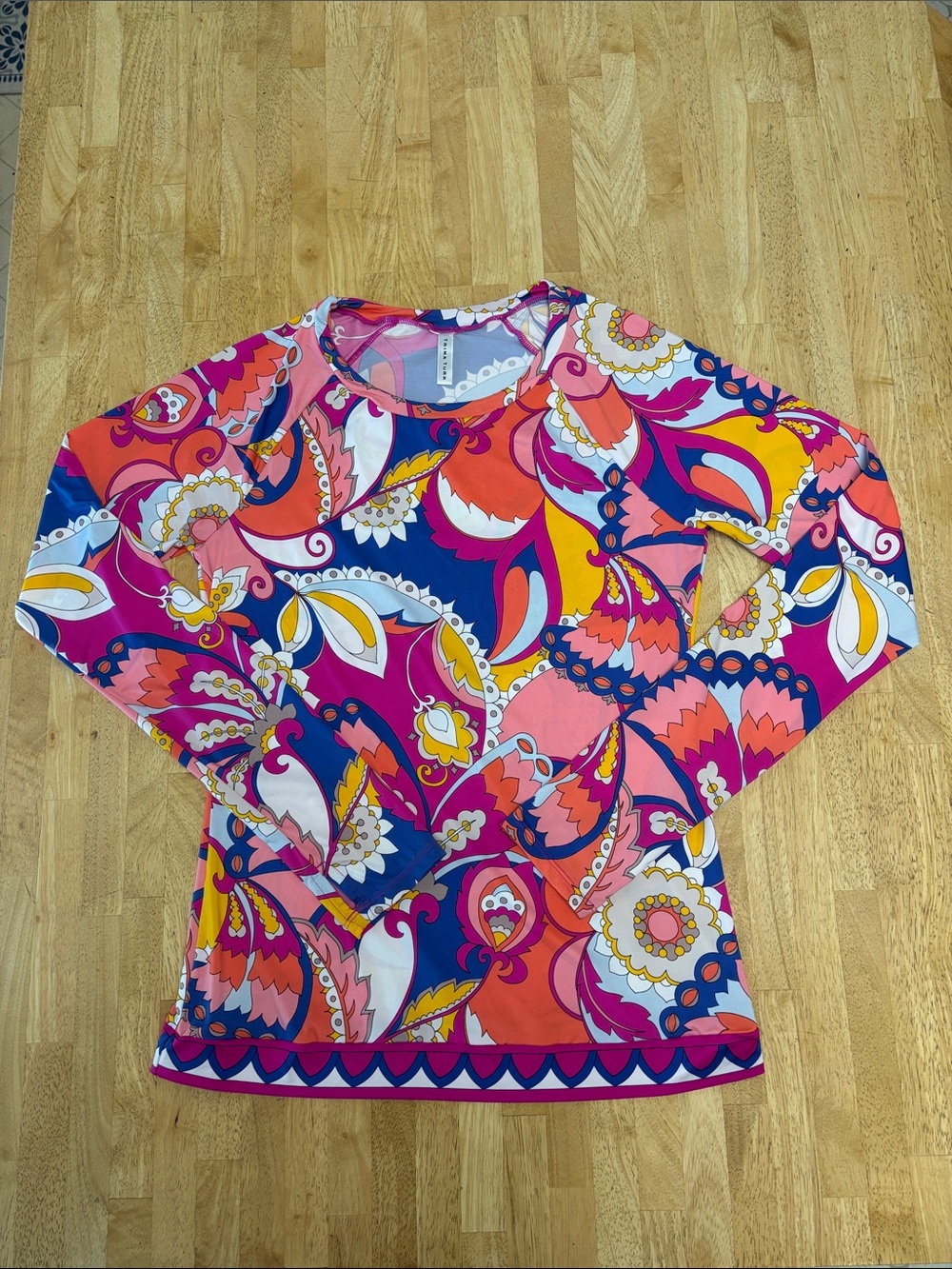 Trina Turk Sevilla Long Sleeve Rash Guard Swim Tee Multicolor Paisley